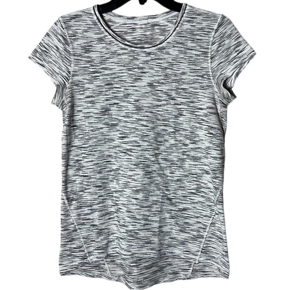 Lululemon Another Mile Short Sleeve Tiger Space Dye Hail White EUC sz8